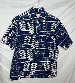 Sears Hawaiian Fashions Aloha Shirt Medium Half Placket Button Up Vintage 70s